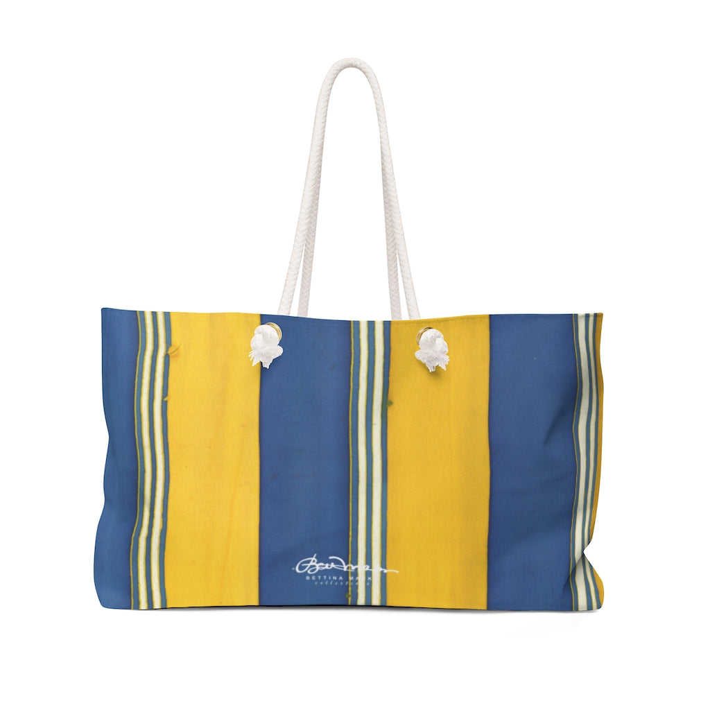 Blue Yellow White Beach Chair Stripe Weekender Bag