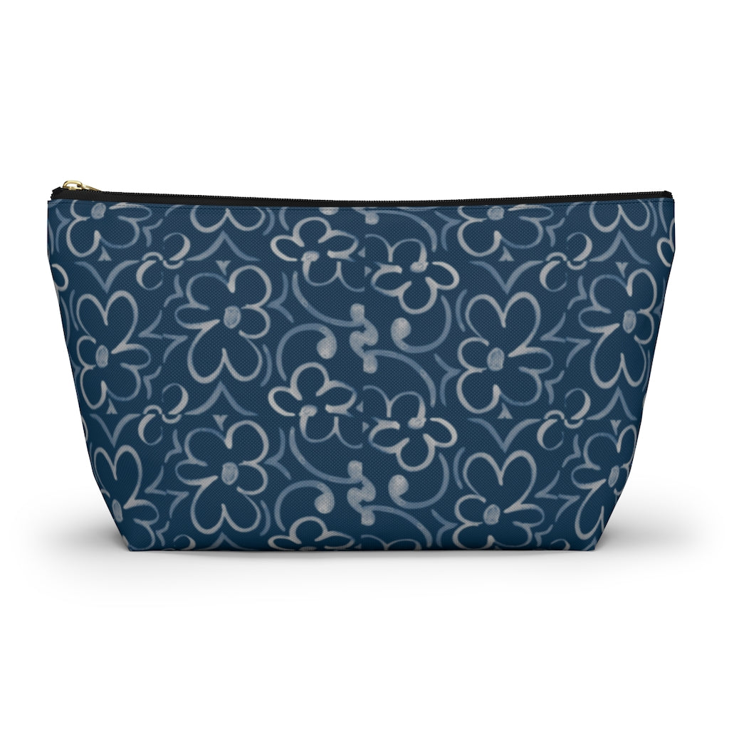 Linear Sixties Floral Accessory Pouch w T-bottom