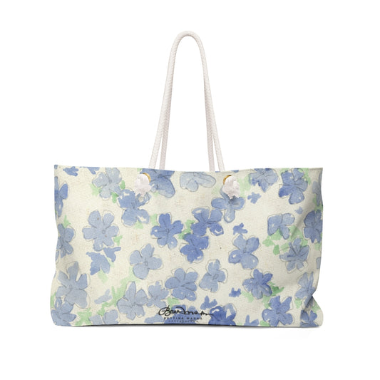 Blu&White Watercolor Floral Weekender Bag