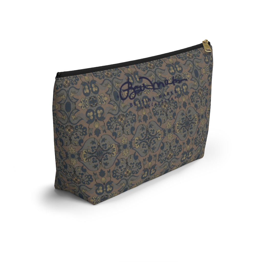 Not Quite Paisley On Light Brown Accessory Pouch w T-bottom