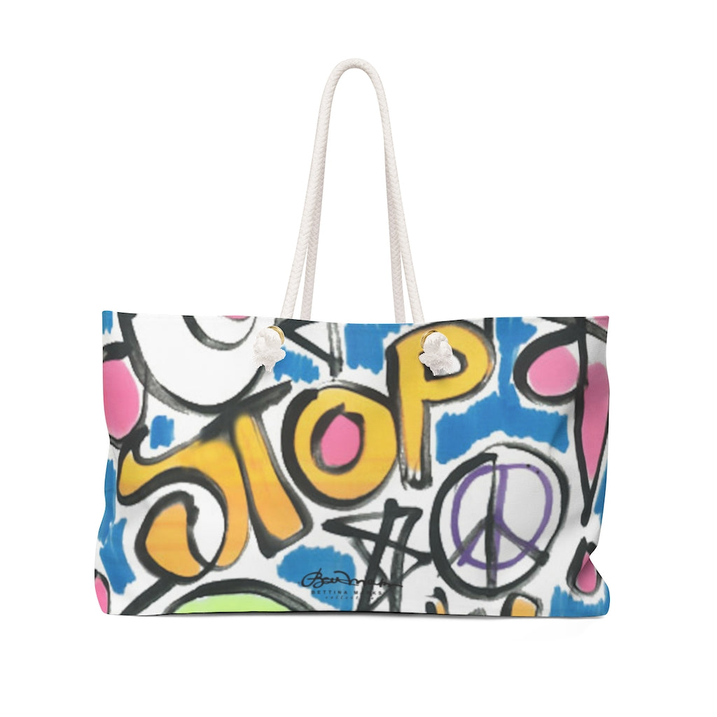 Stop War Now Graffiti Weekender Bag