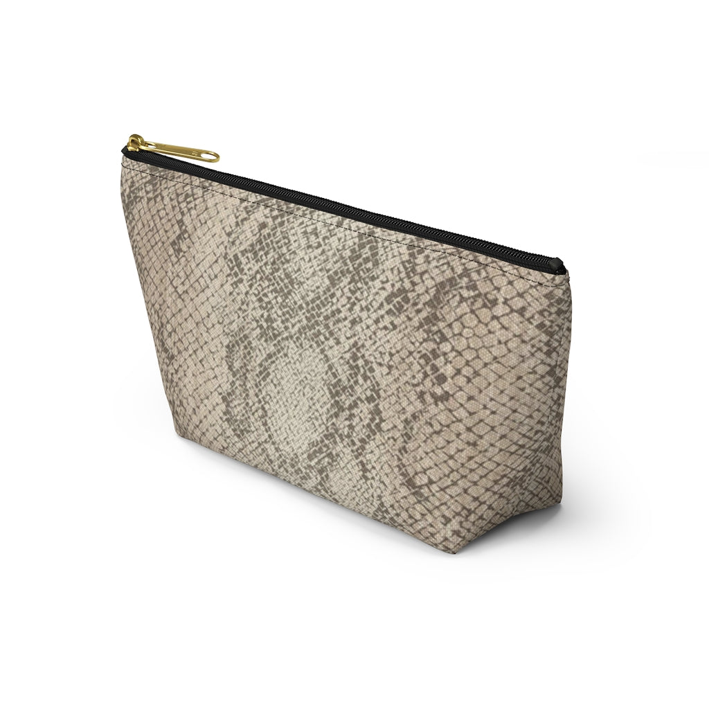 Snake Print Accessory Pouch w T-bottom