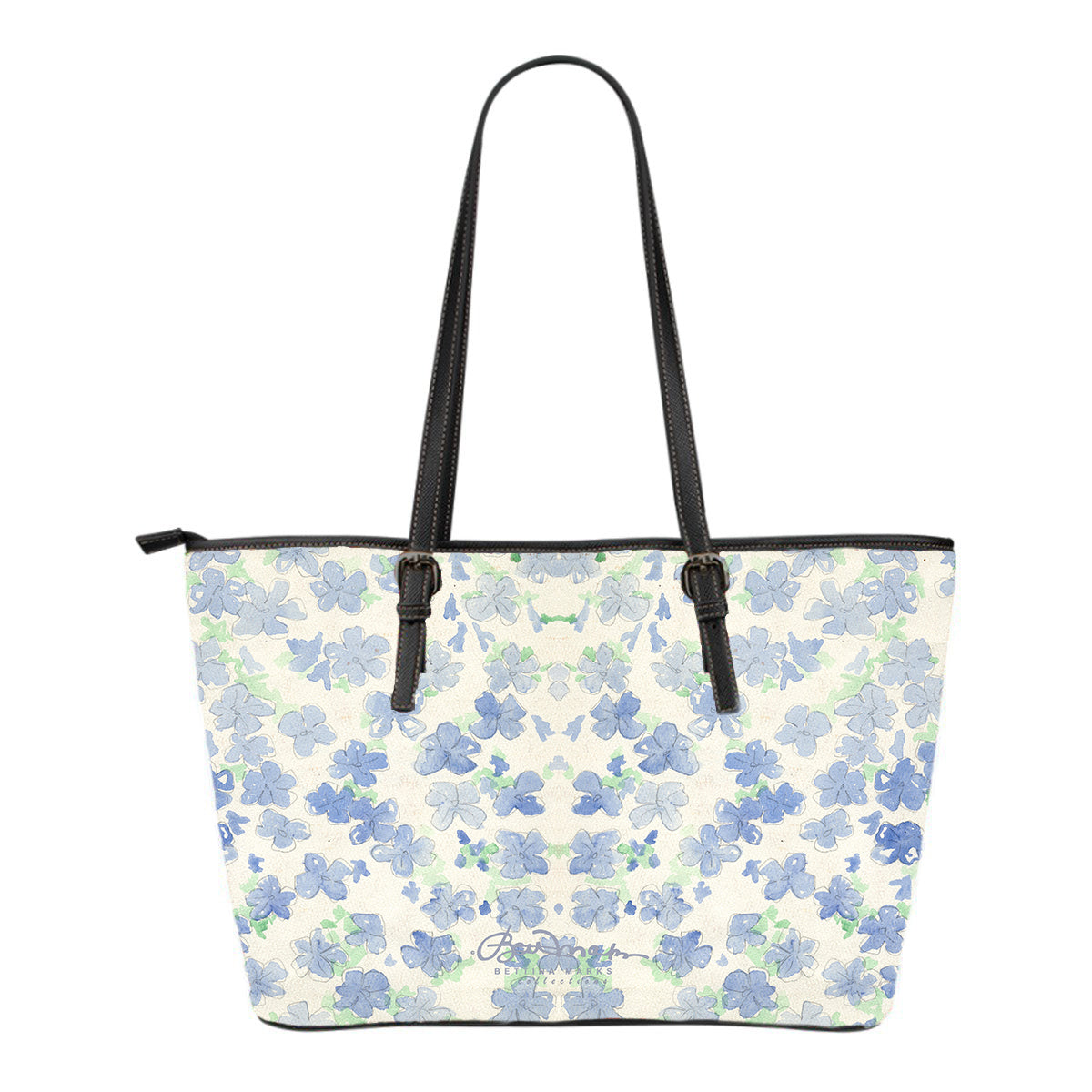 Blu&White Watercolor Floral Small Tote Bag