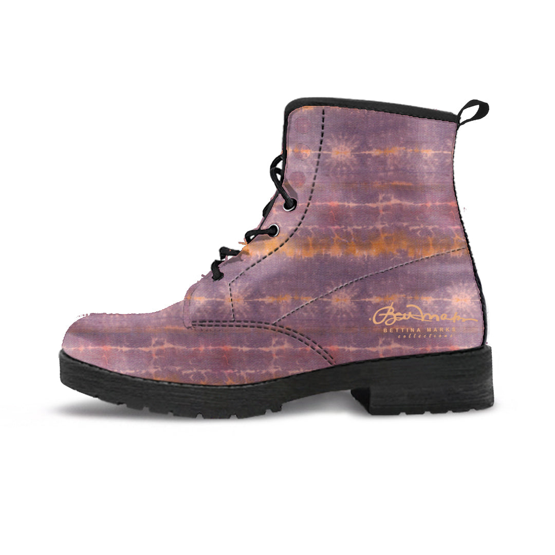 Purple Sunset Tie Dye Leather boots (Vegan)