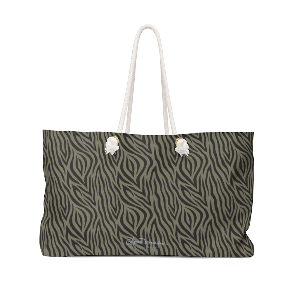Khaki Zebra Weekender Bag