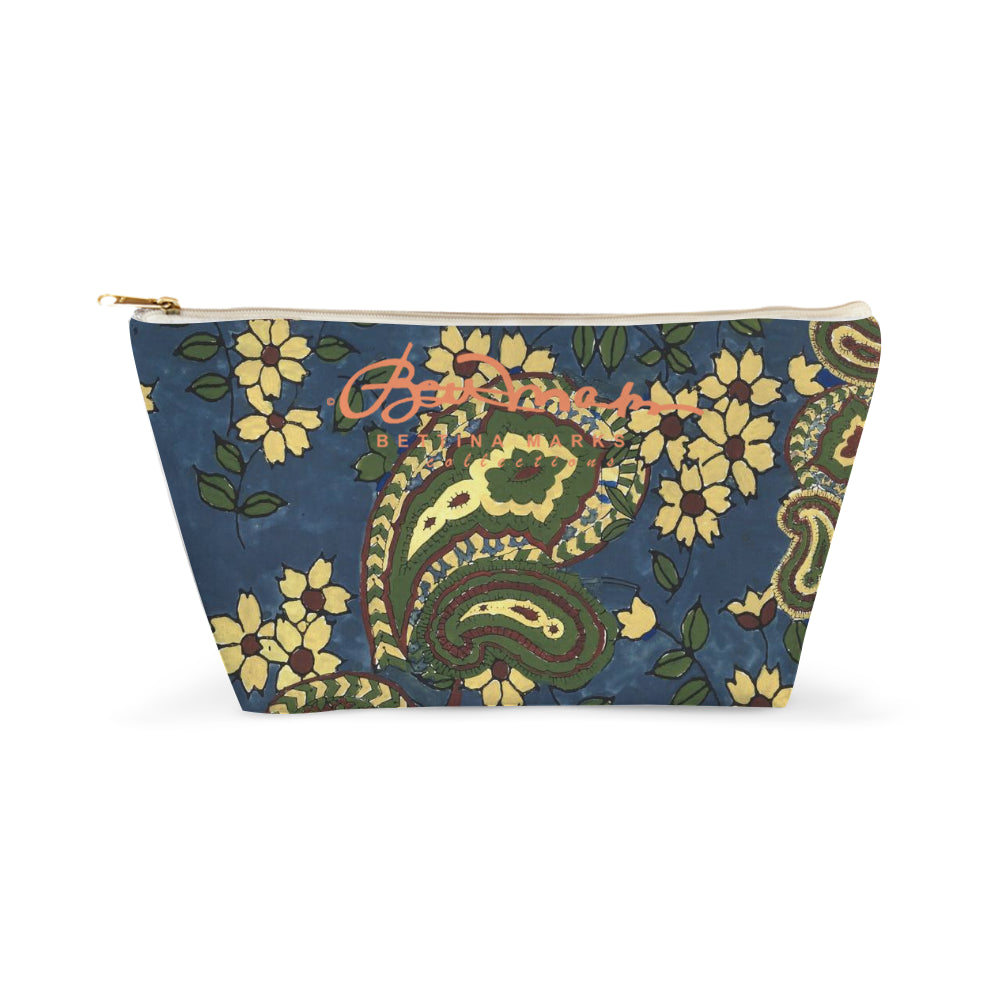 Sargosas Blue and Almond Buff (coloured) Paisley Accessory Pouch T-Bottom