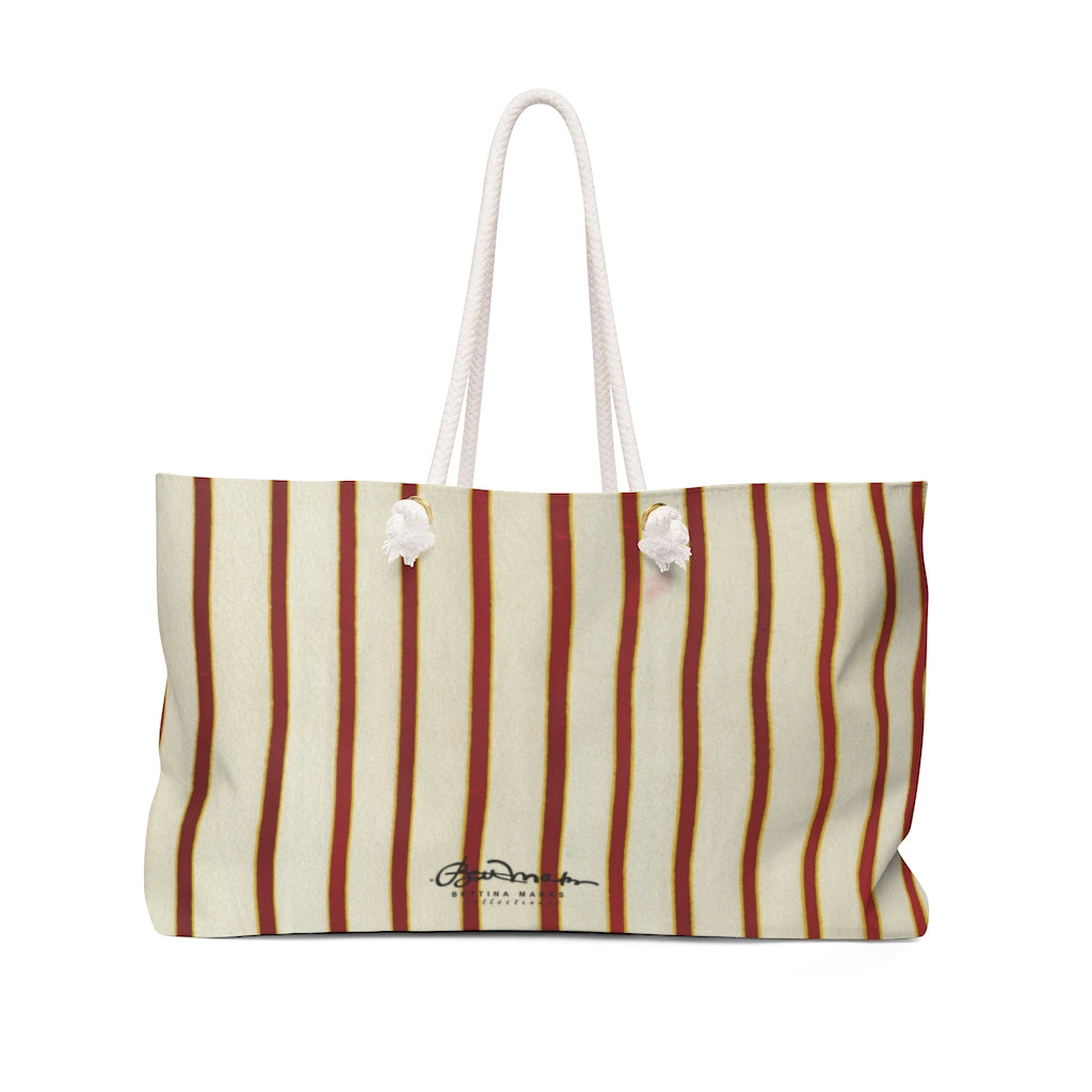 Red White Stripe Weekender Bag