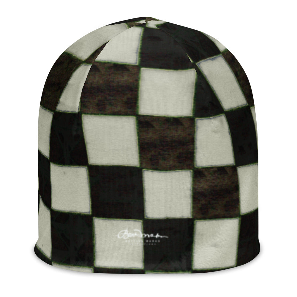 BW Checkerboard All-Over Print Beanie