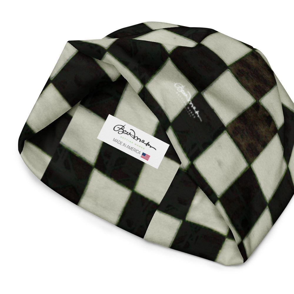 BW Checkerboard All-Over Print Beanie