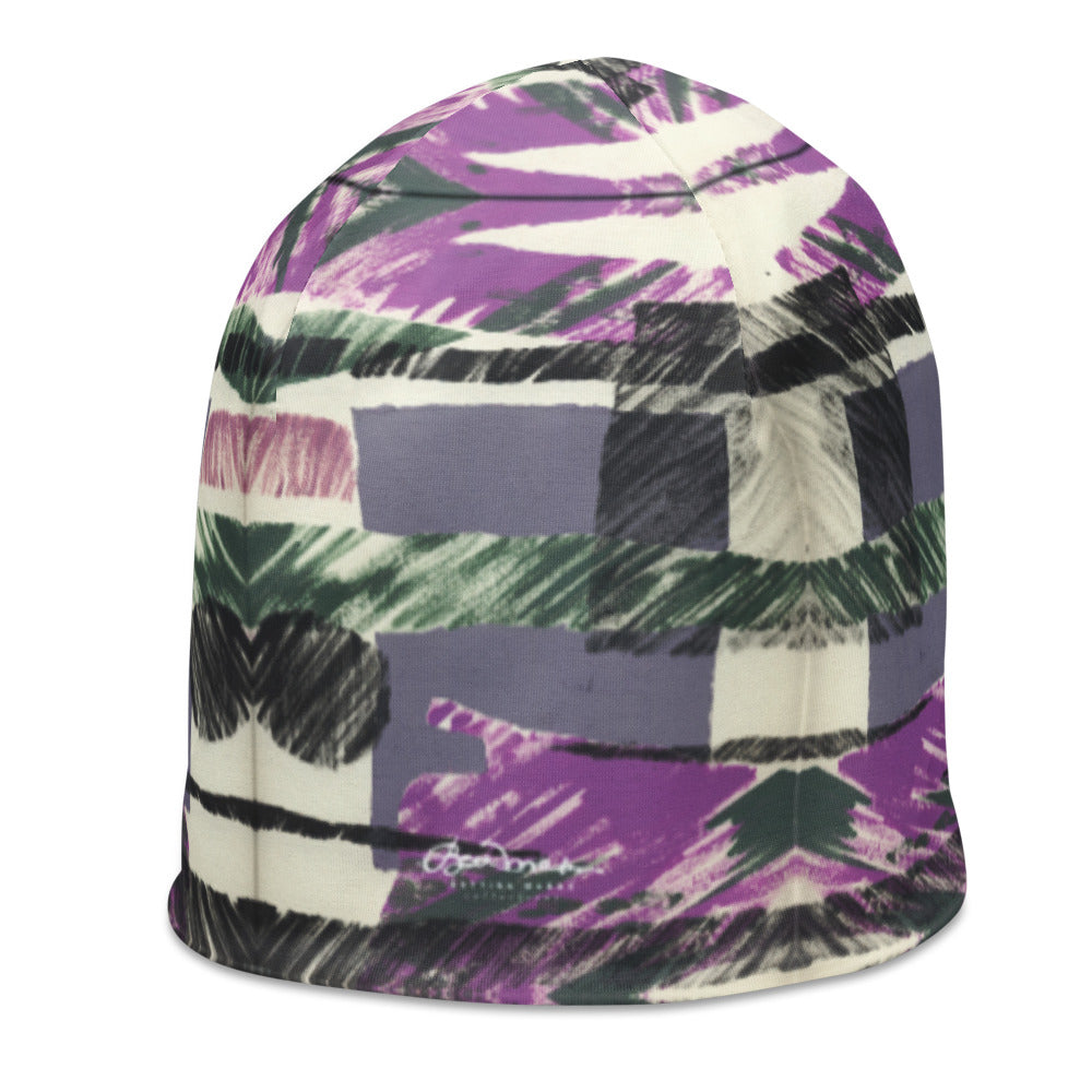 Abstract Collage All-Over Print Beanie