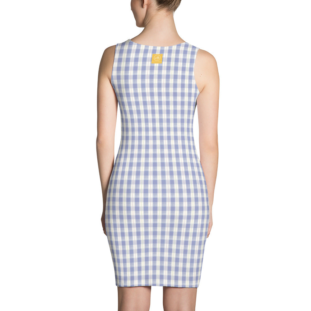 Navy Plaid Fitted Tank Dress