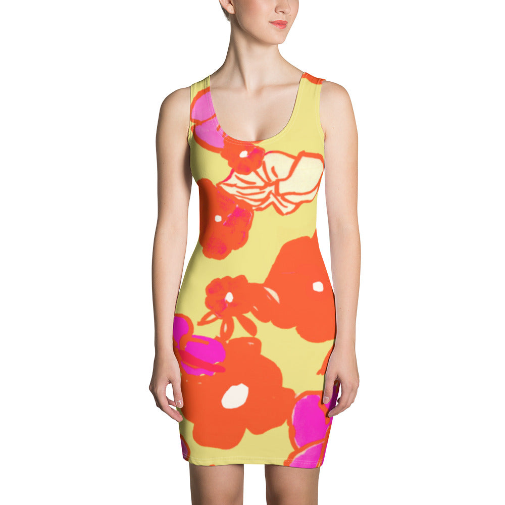 Ice Cream Floral Fitted Tank Dress