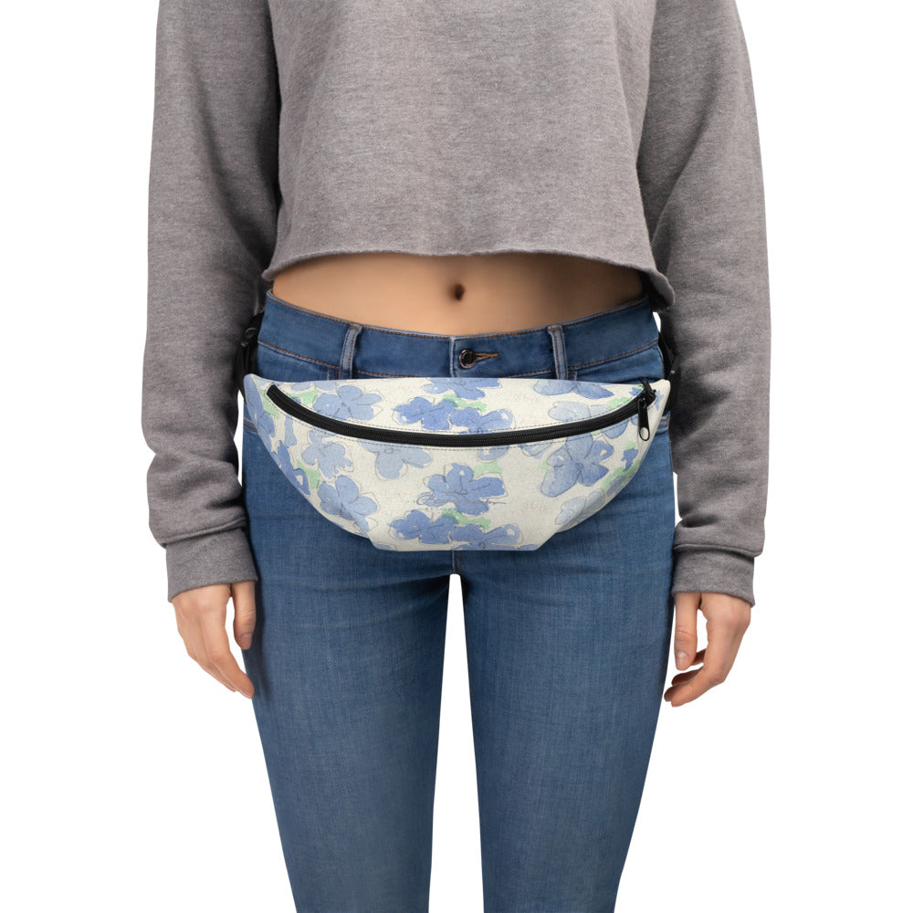 Blu&White Watercolor Floral Fanny Pack