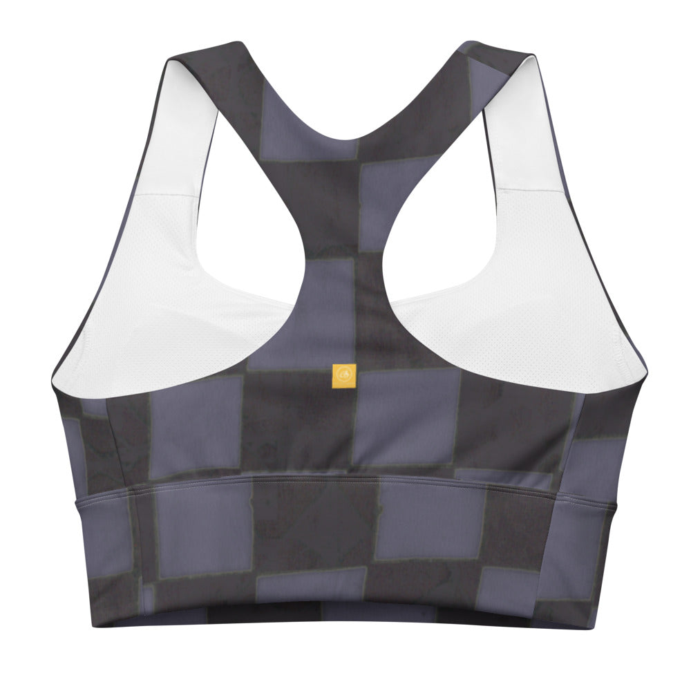 Slate Checkerboard Longline sports bra