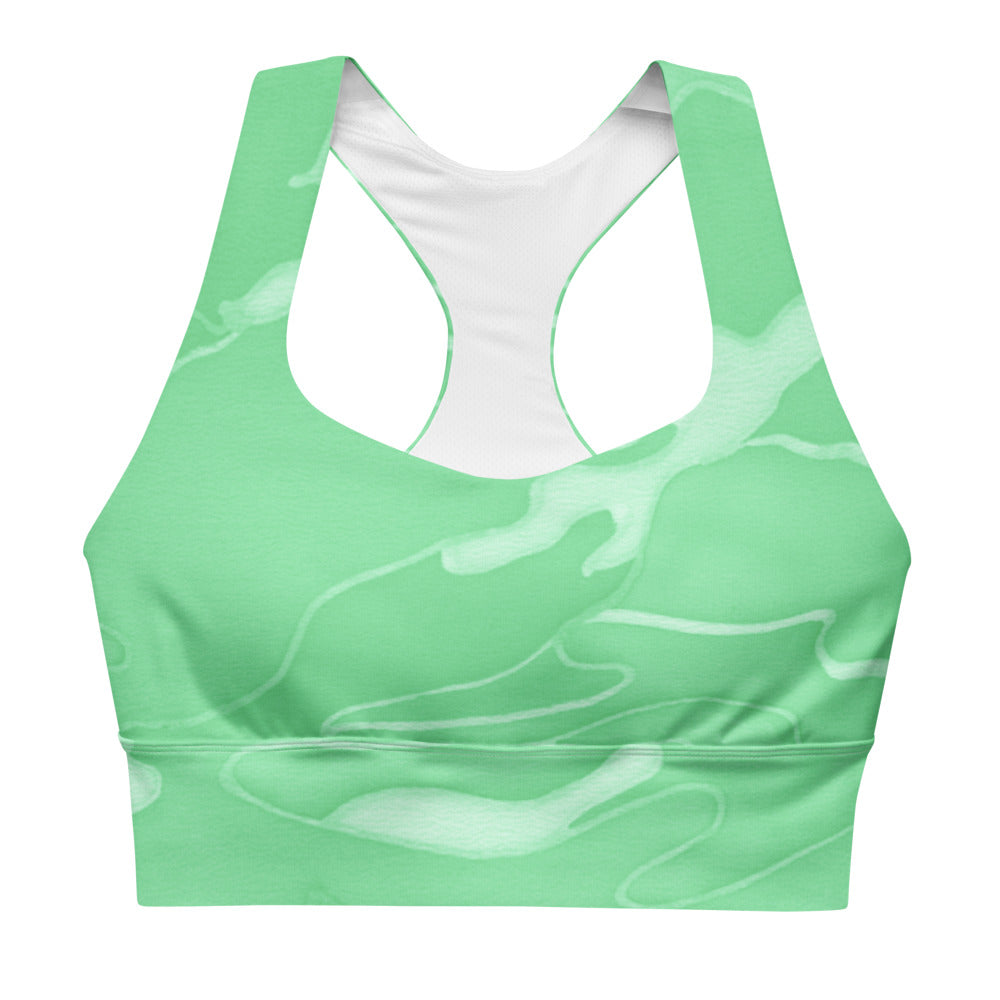 MInt Green Camouflage Longline sports bra