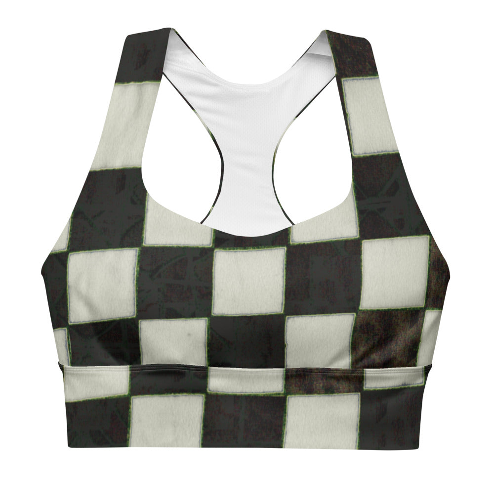 B&W Checkerboard Longline sports bra