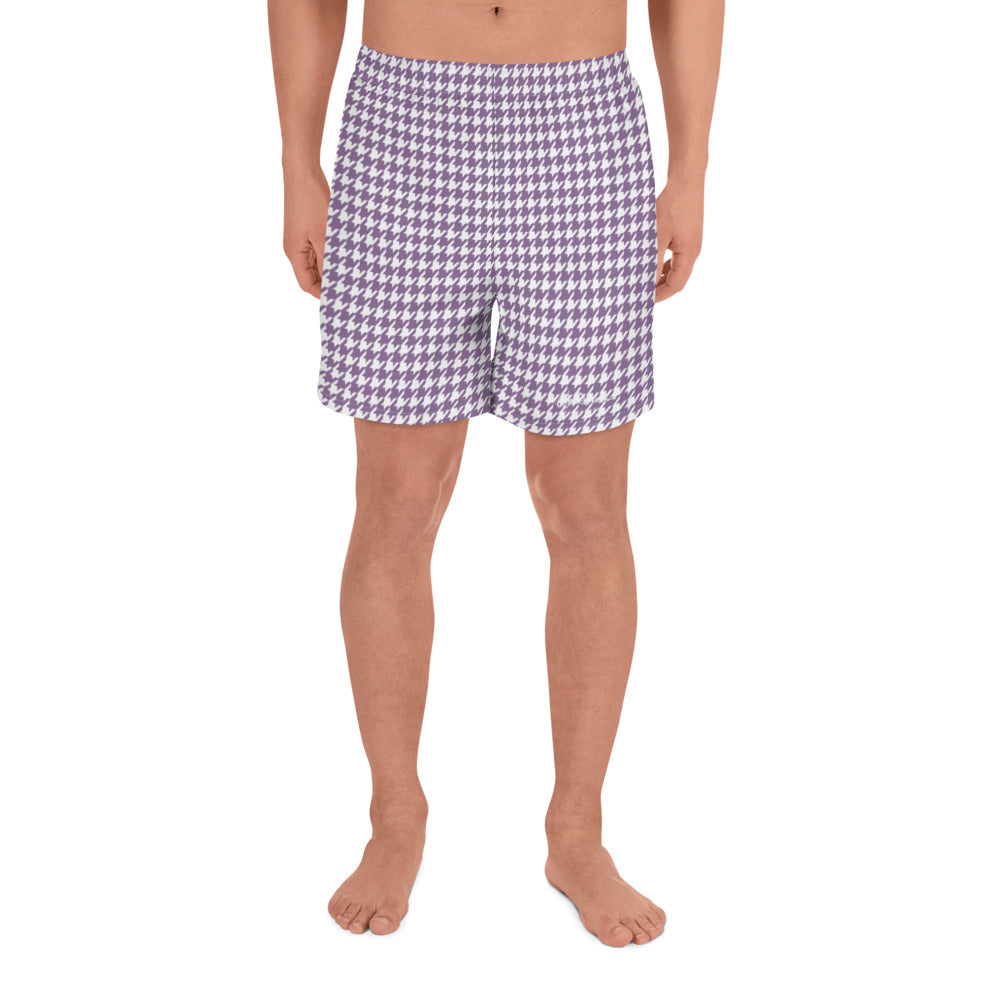 Lilac Houndstooth Men's Athletic Long Shorts