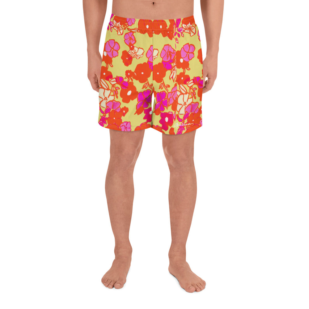 Ice Cream Floral Men's Athletic Long Shorts