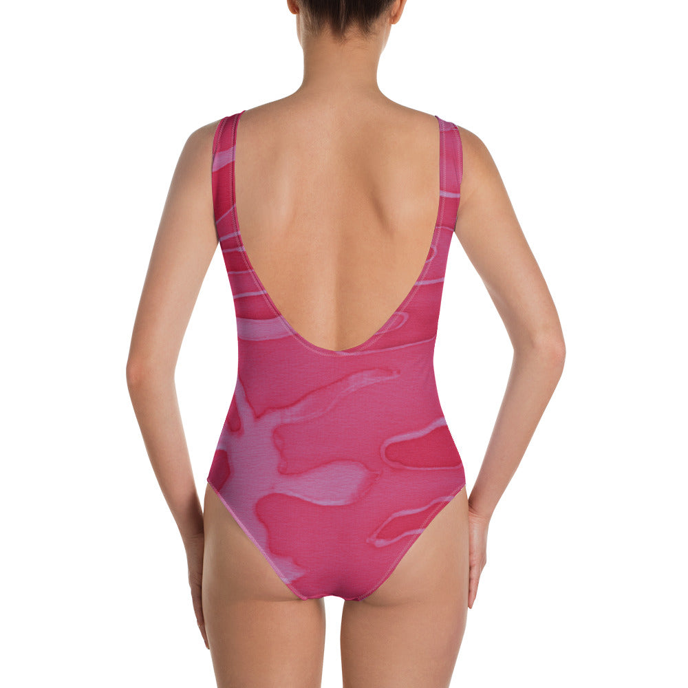 Pink Camouflage One-Piece Bathing Suit