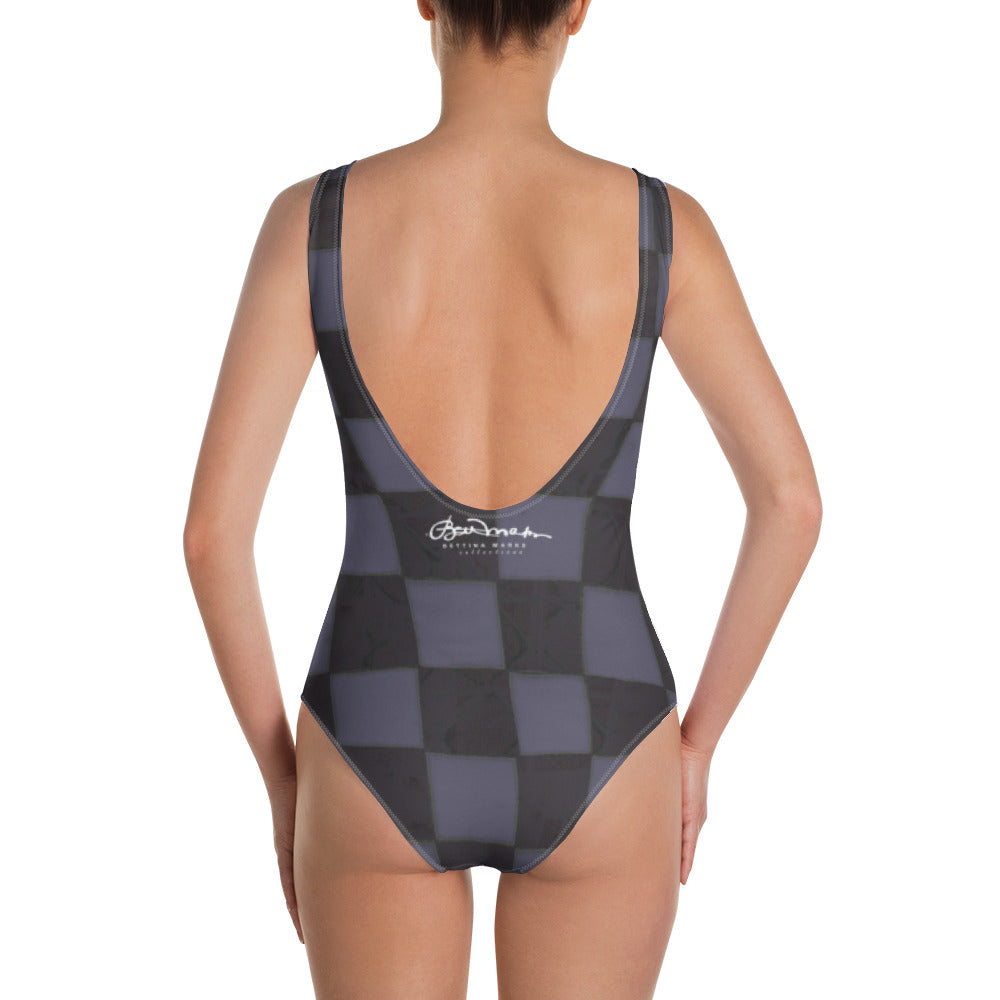 One-Piece Slate Checkerboard Swimsuit