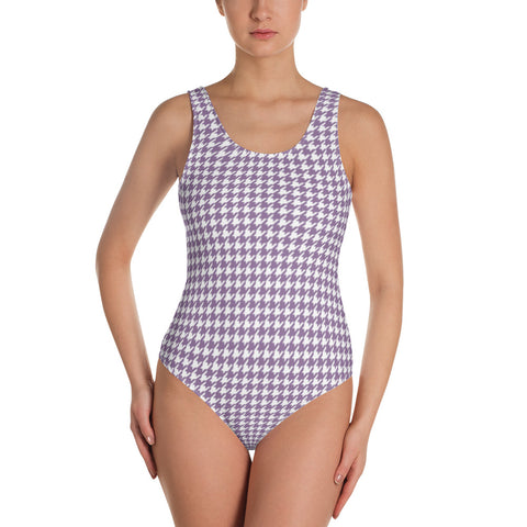 Lilac Houndstooth One-Piece Swimsuit
