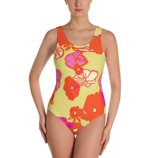 Sixties Floral One-Piece Swimsuit