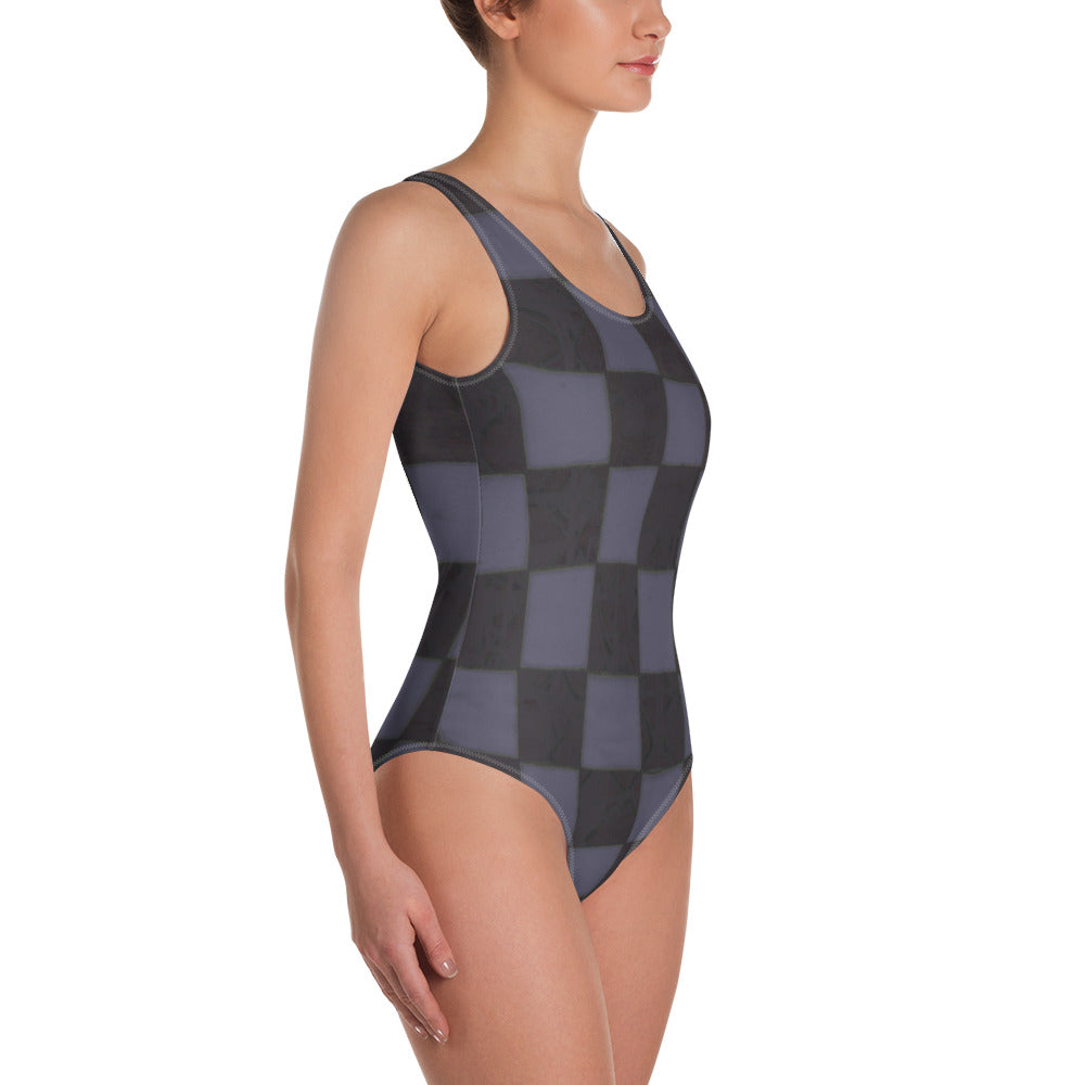 One-Piece Slate Checkerboard Swimsuit