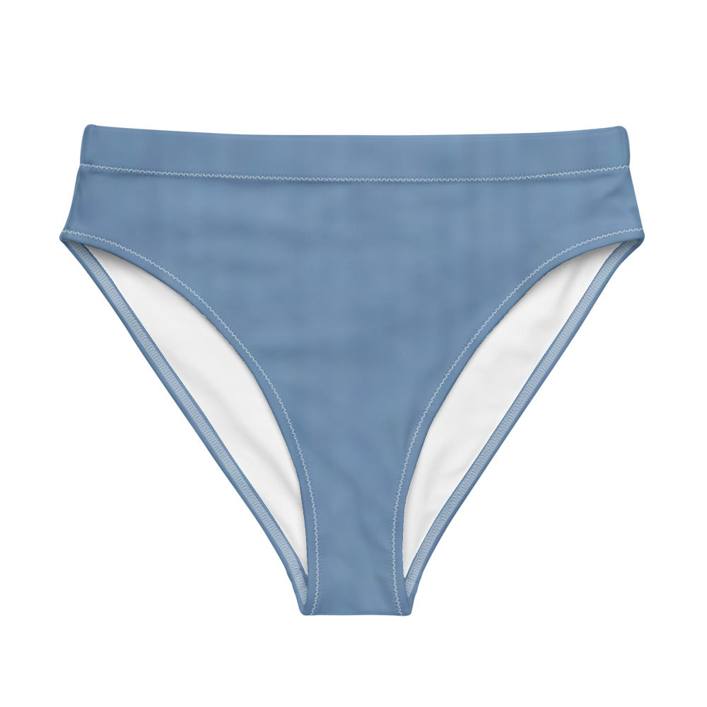 Steel Blue Recycled hi-waisted bikini bottom Bathing Suit