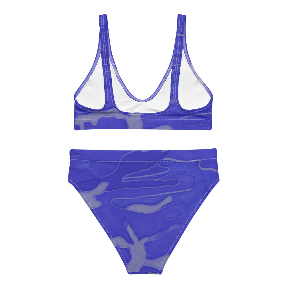 Purple Camouflage Recycled Hi-waisted bikini Bathing Suit