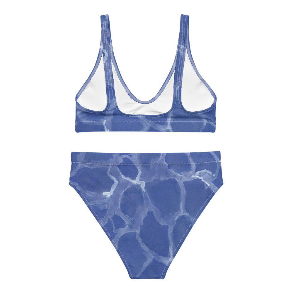 Blue Pool Recycled hi-waisted bikini bathing suit