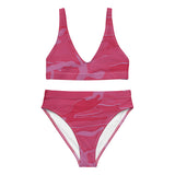 Pink Camouflage Recycled high-waisted bikini Bathing suit