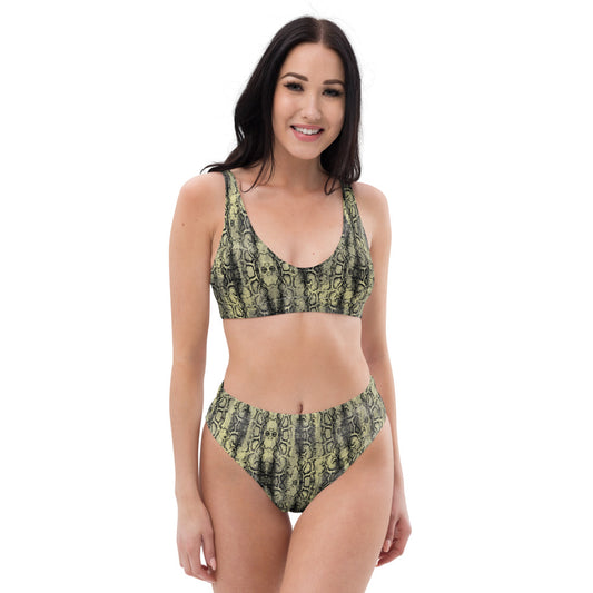 Snake Skin Recycled high-waisted bikini bathing suit