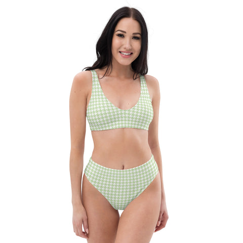 Butterfly Houndstooth Recycled high-waisted bikini