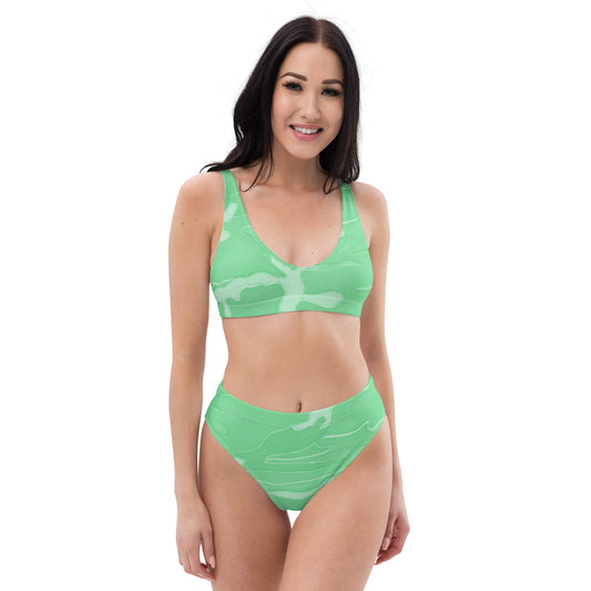 Mint Green Camouflage Recycled high-waisted bikini