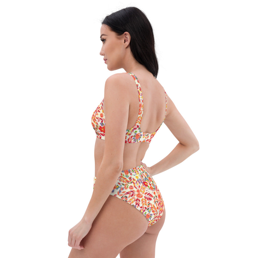 Retro Paisley Recycled high-waisted bikini bathing suit