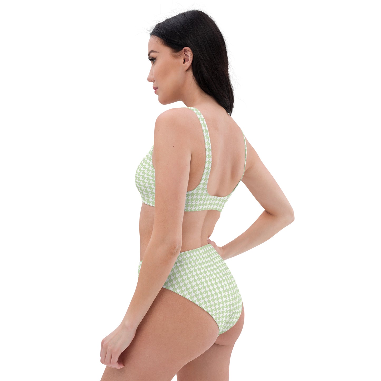 Butterfly Houndstooth Recycled high-waisted bikini