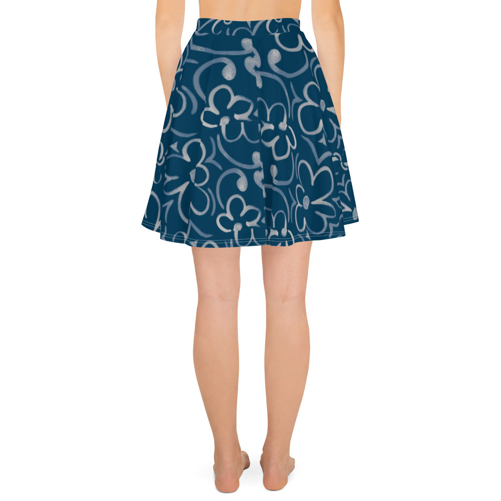 Linear Sixties Floral Skater Skirt