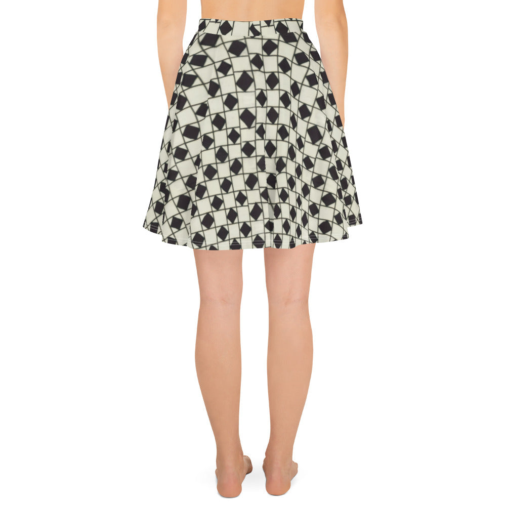 B&W Checkerboard Optical Skater Skirt