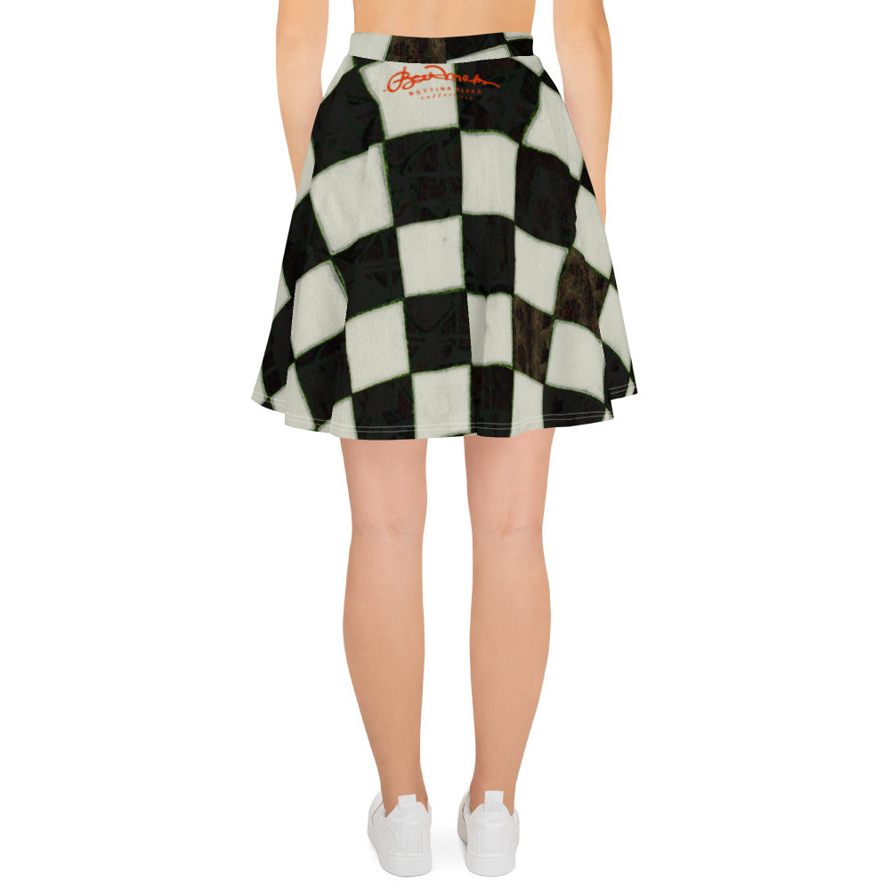 B&w Checkerboard Skater Skirt
