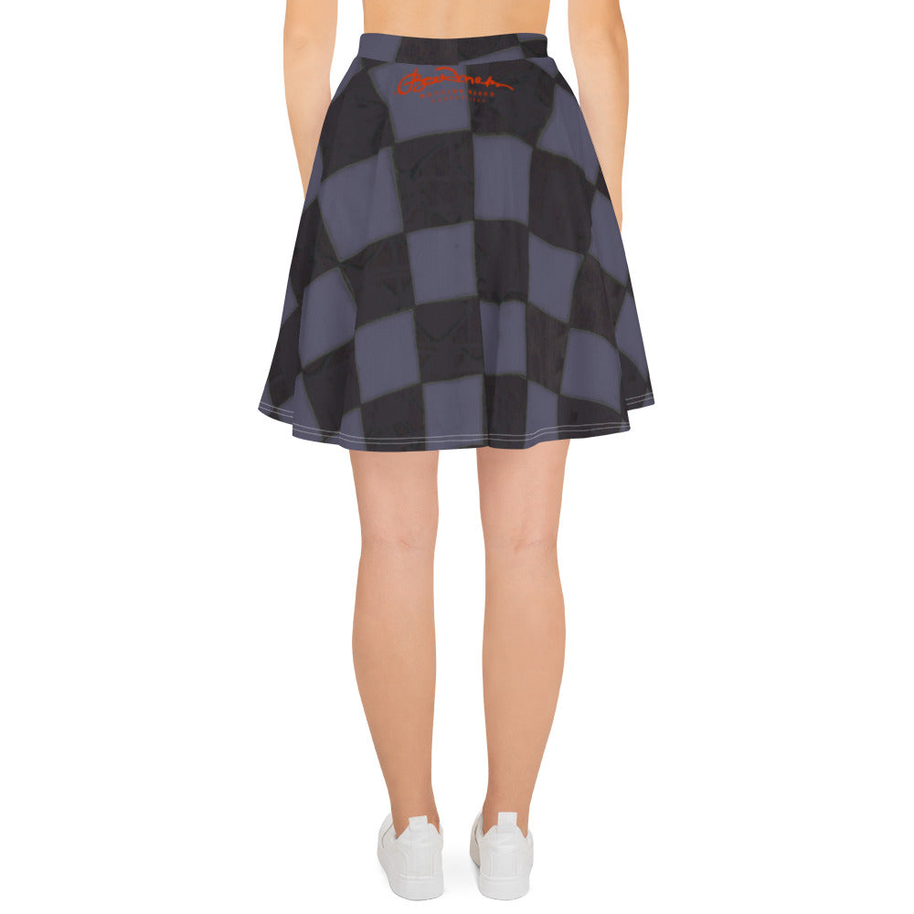 Slate Checkerboard Skater Skirt