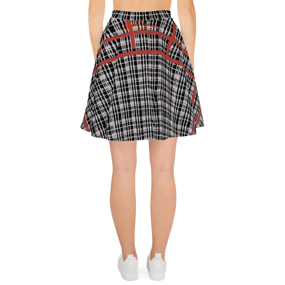 Plaid with Red Line Skater Skirt