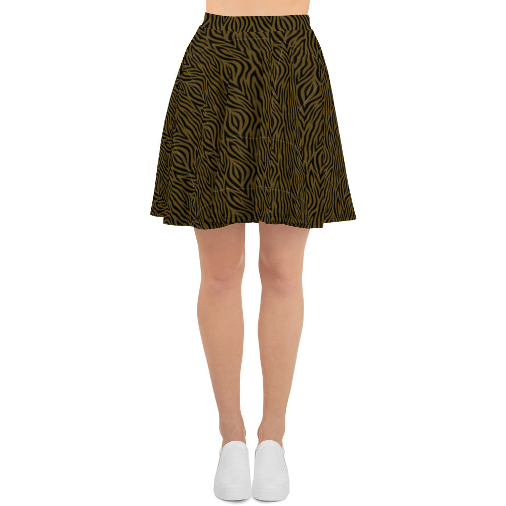 Olive Zebra Skater Skirt