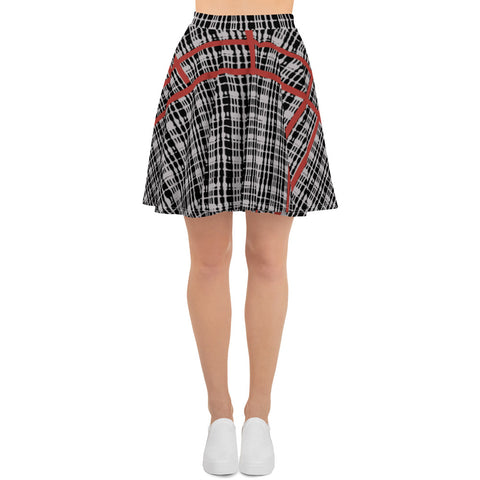 Plaid with Red Line Skater Skirt