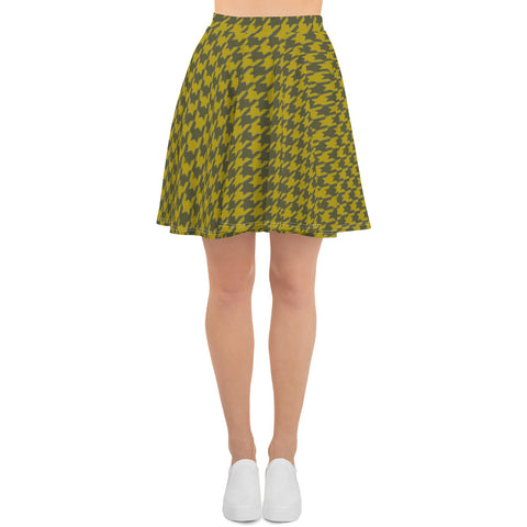 Yellow Houndstooth Skater Skirt