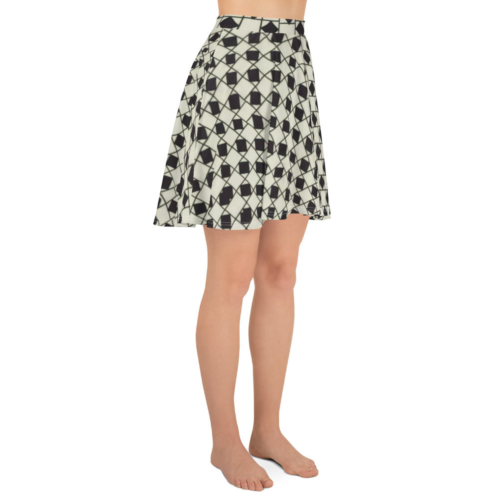 B&W Checkerboard Optical Skater Skirt