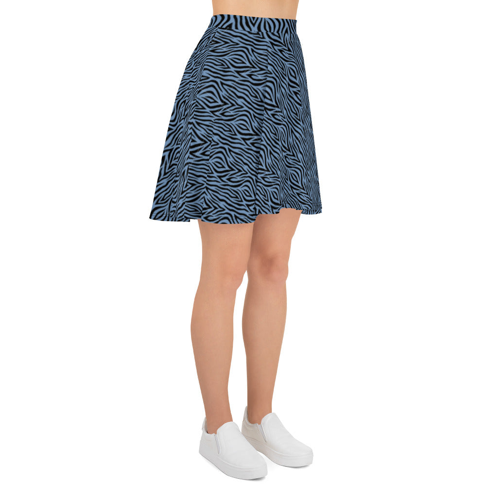 Blue Zebra Skater Skirt