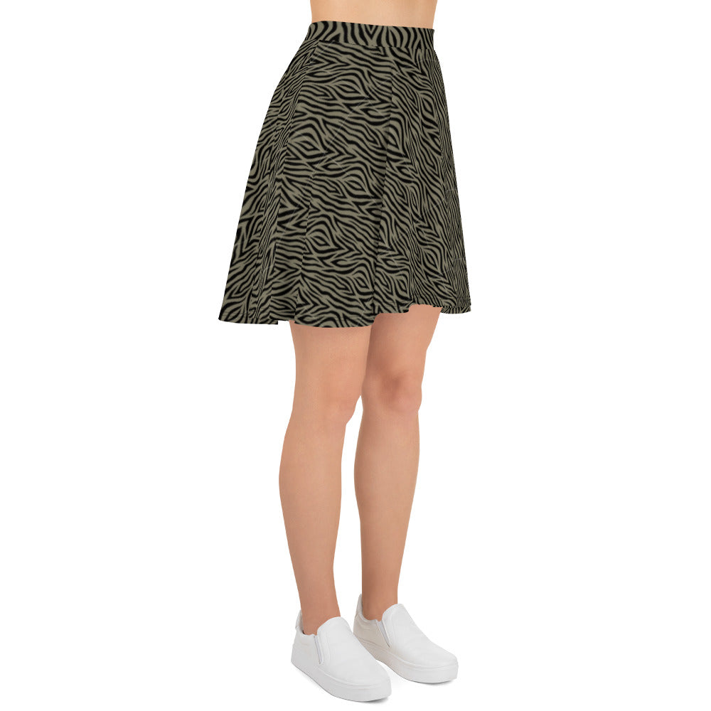 Khaki Zebra Skater Skirt