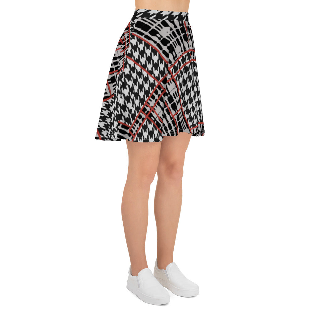 Houndstooth Plaid Skater Skirt