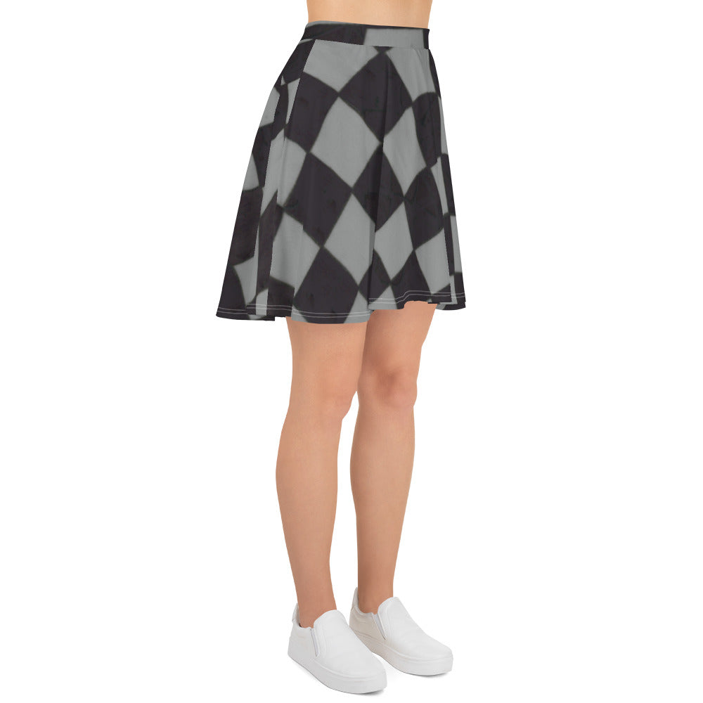 Grey Checkerboard Skater Skirt