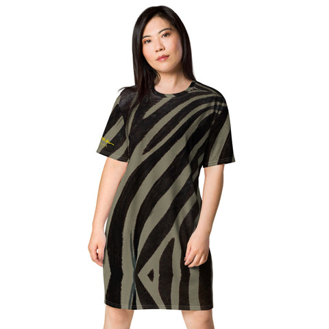 Khaki Zebra T-shirt dress